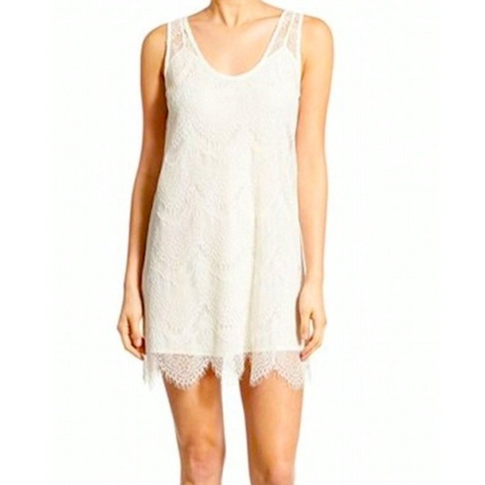 Cupcakes & Cashmere Ivory Sleeveless Lace Sheath Dress Women’s Size Large